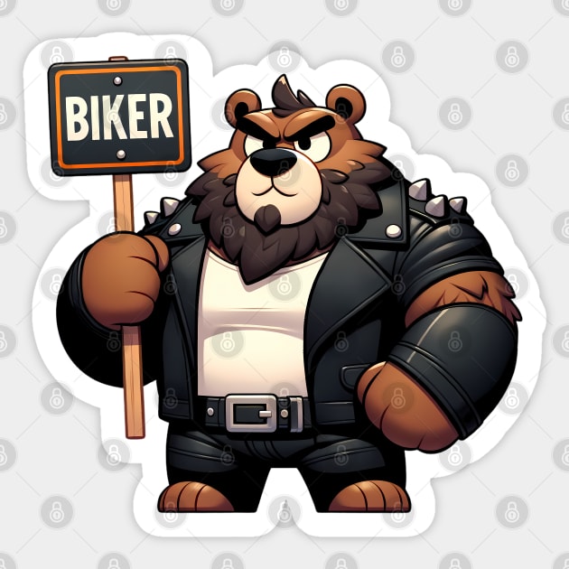 Leather Biker Bear Anthro Furry Art Sticker by Blue Bull Bazaar